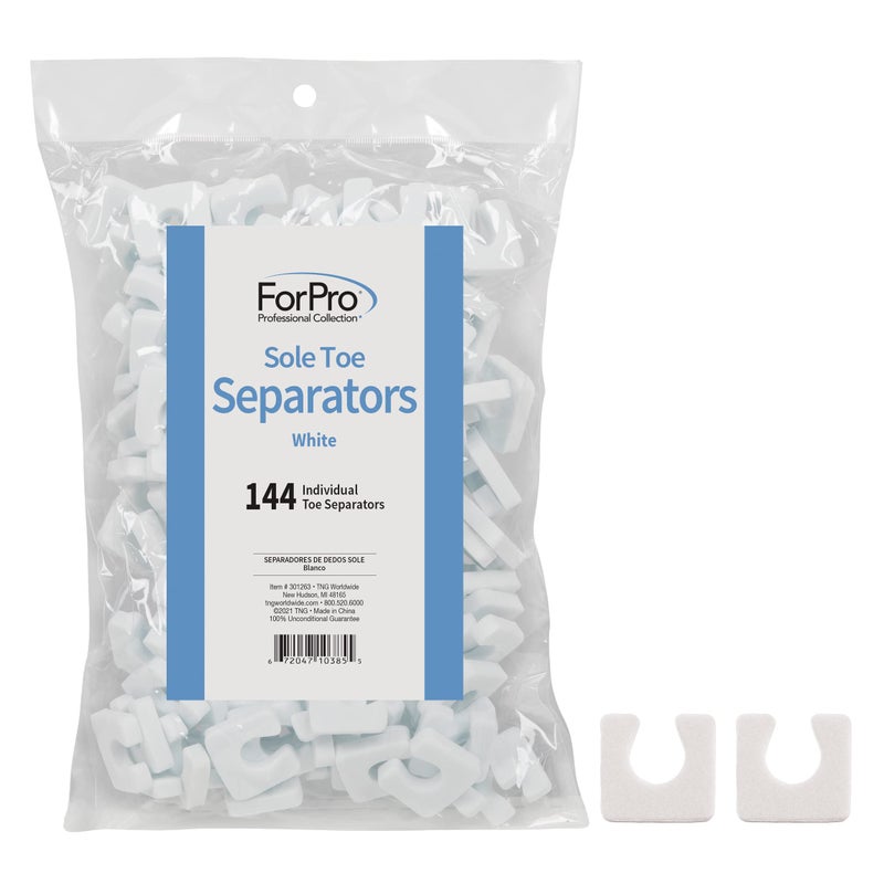 ForPro Professional Collection ForPro Sole Toe Separators, White, Individual Toe Separators for Pedicures, 144-Count - Image 1